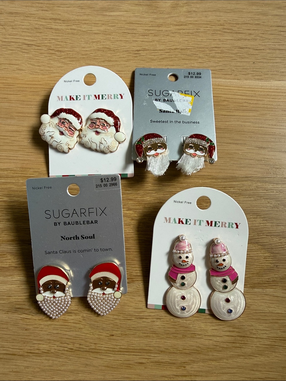 BaubleBar nwt Holiday Earrings Set — Red, White, Pink, Green, Gold